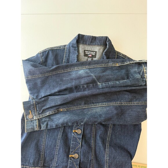 Polo Jeans Co Ralph Lauren Womens Size L Dark Blue Denim Button Up Jean Jacket - Picture 10 of 12